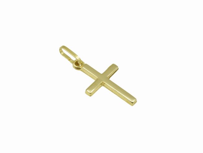Kreuz Anhänger zeitlos 375 Gelbgold poliert klassisch von Juwelier Harnisch, elegantes Design, ideal für persönliche oder als Geschenk.