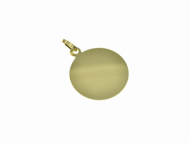 Gold Anhänger 12,6 mm Gravurplatte rund vom Hersteller Juwelier Harnisch, ideal für persönliche Gravuren und als elegantes Schmuckstück.