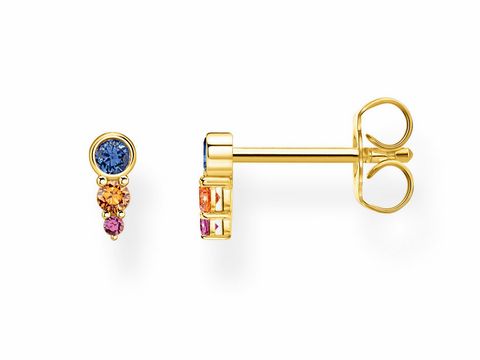 Ohrstecker aus Silber und Gelbgold mit bunten Zirkonia, Teil der Thomas Sabo Charming Collection H2143-488-7, elegantes Design für jedes Outfit.