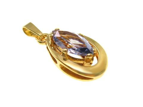 Aquamarin Goldanhänger von Juwelier Harnisch, 17 mm, ovaler Stein in goldfarbener Fassung, elegant und schimmernd, ideal für besondere Anlässe.