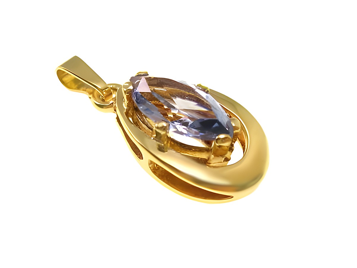 Aquamarin Goldanhänger von Juwelier Harnisch, 17 mm, ovaler Stein in goldfarbener Fassung, elegant und schimmernd, ideal für besondere Anlässe.
