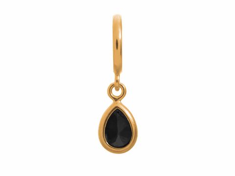 Schöner Anhänger von Endless, Modell 53272-2, in Gelbgold mit einem tropfenförmigen schwarzen Zirkonia, gefertigt aus Gold auf Silber, ideal für eleganten Schmuck.