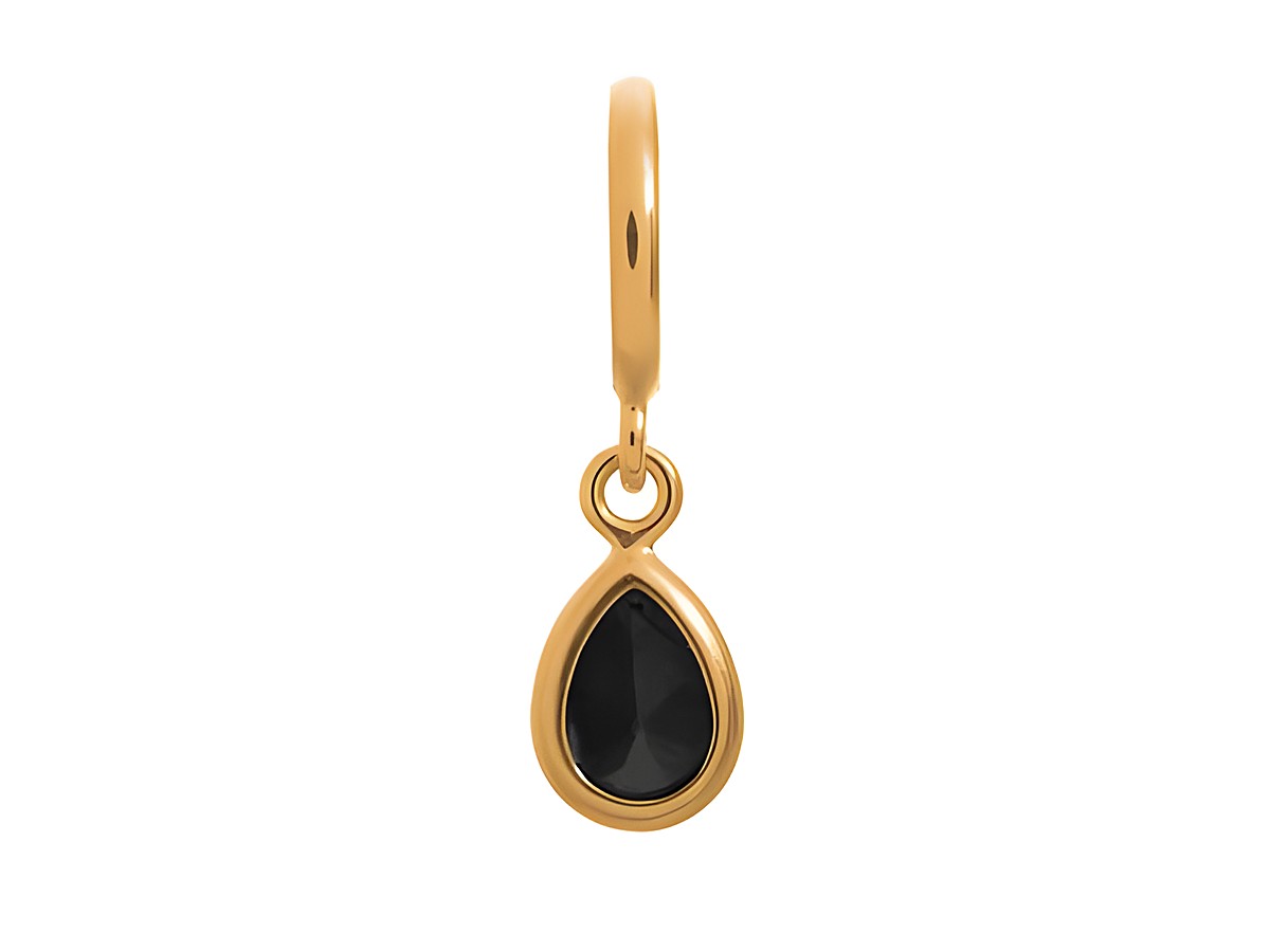 Schöner Anhänger von Endless, Modell 53272-2, in Gelbgold mit einem tropfenförmigen schwarzen Zirkonia, gefertigt aus Gold auf Silber, ideal für eleganten Schmuck.