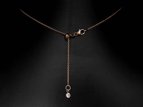 Silber Kette - Rundanker - 925 Sterling Silber Roségold vergoldet - Länge verstellbar bis 45 cm, Hersteller Juwelier Harnisch, mit einem kleinen Anhänger und funkelndem Stein.
