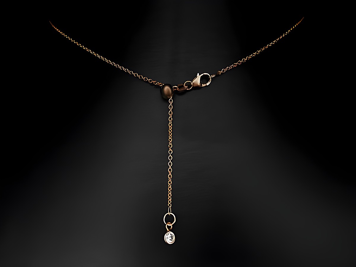 Silber Kette - Rundanker - 925 Sterling Silber Roségold vergoldet - Länge verstellbar bis 45 cm, Hersteller Juwelier Harnisch, mit einem kleinen Anhänger und funkelndem Stein. – Ansicht 2