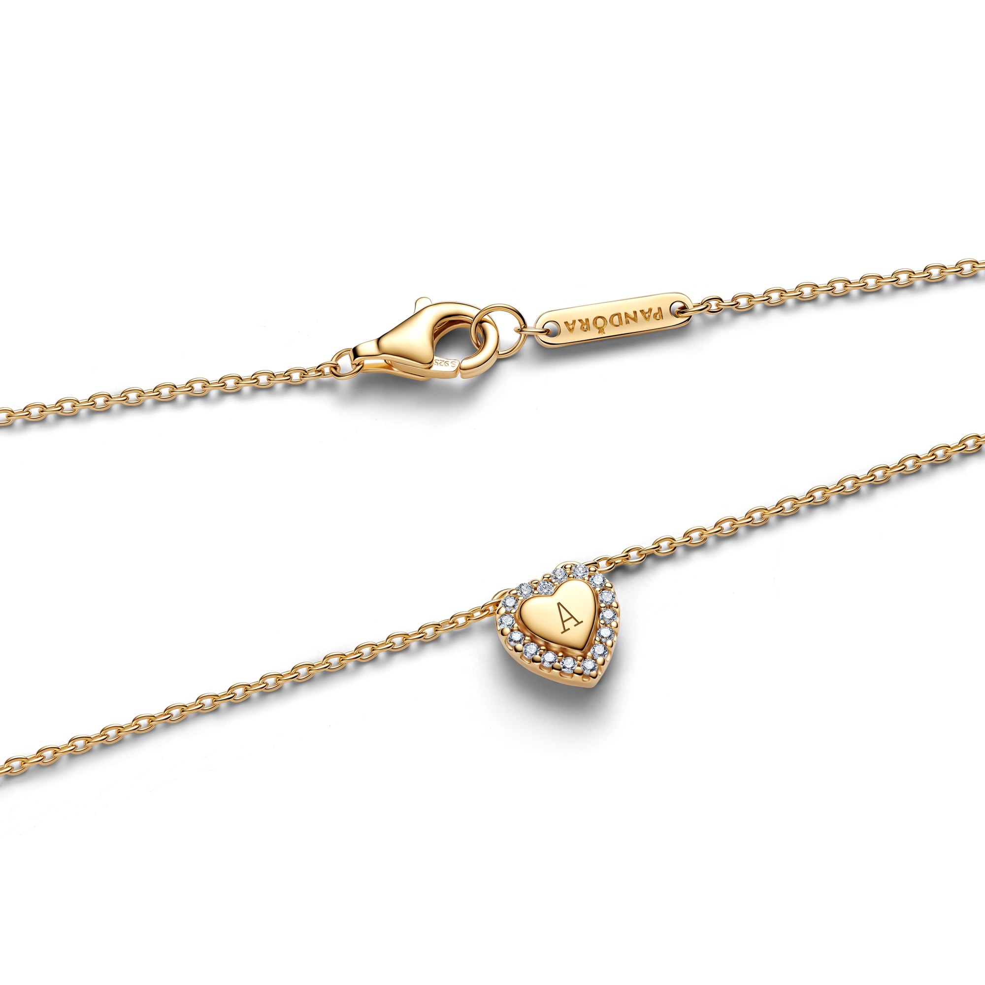 Pandora Herz strahlenkranz Collier Halskette - Gelbgold Vergoldung - Zirkonia - 45 cm – Ansicht 3