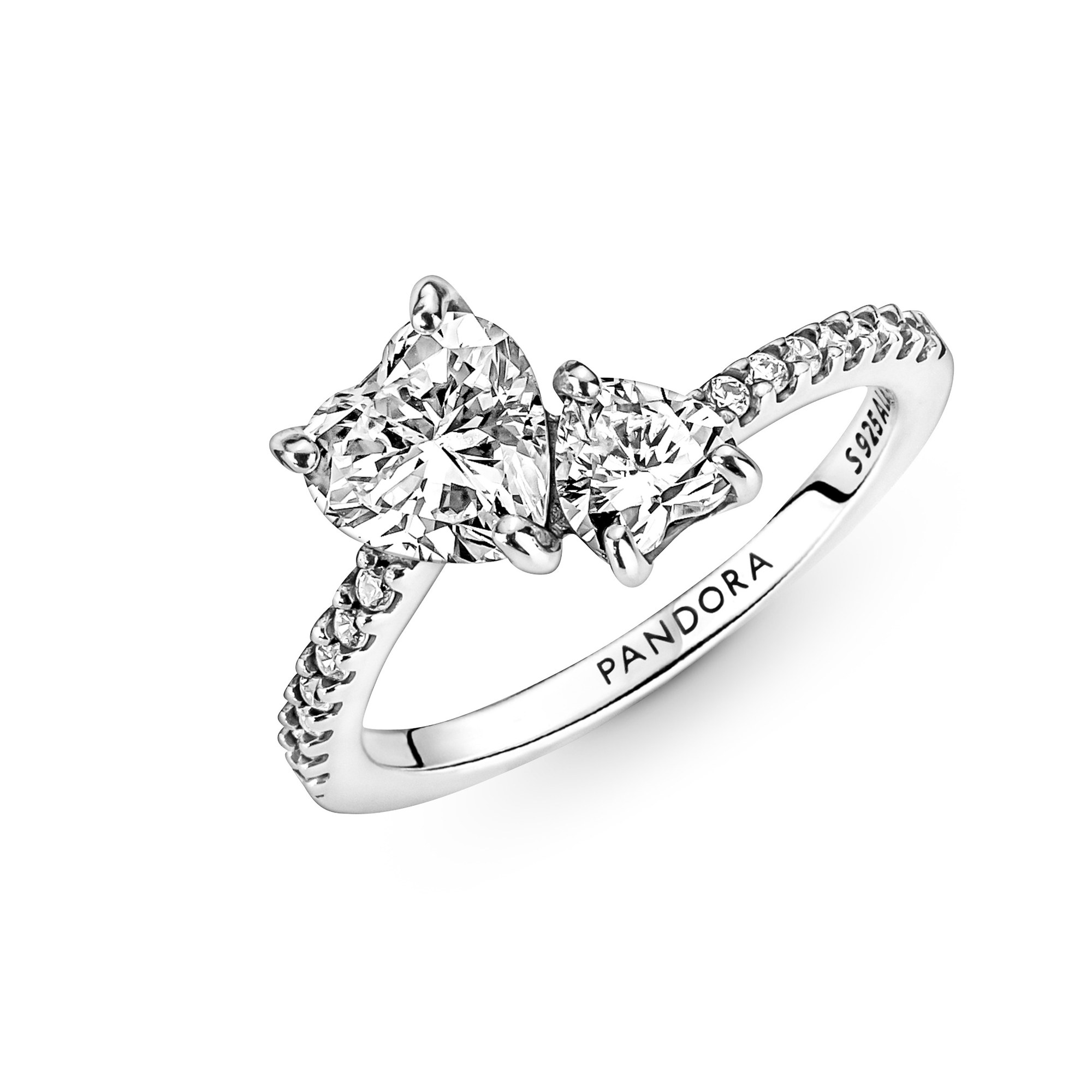 Pandora Doppel-Herz Funkelnder Ring - Sterling Silber Zirkonia Ansicht 4 – Ansicht 4