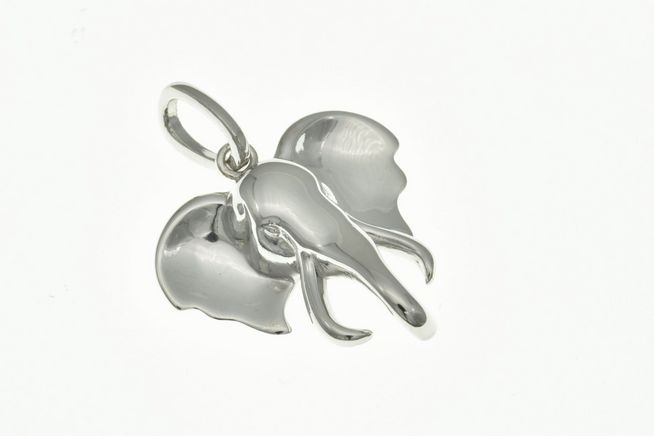 Elefantenkopf Anhänger aus rhodiniertem Sterling Silber, tierisch und elegant gestaltet, Hersteller Juwelier Harnisch, ideal für Tierliebhaber.