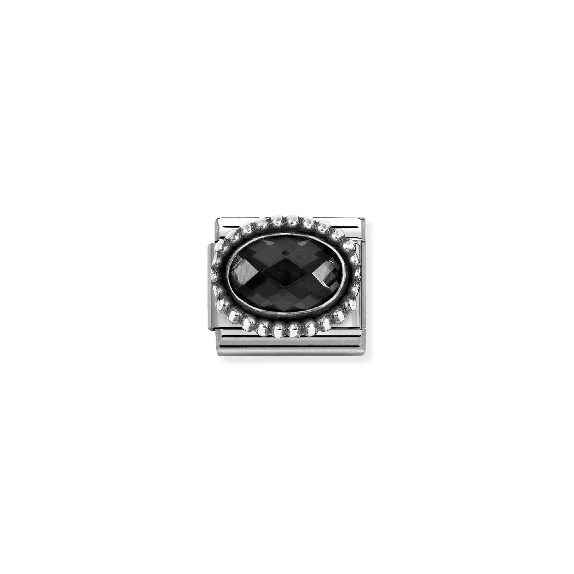 Nomination CLASSIC Element - fac. Zirkonia - oval in Sterling Silber Kugel - Schwarz – Ansicht 2