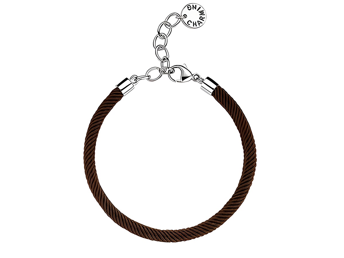 Dunkelbraunes Kordelarmband von Ti Sento mit Silberverschluss, verstellbar von 18 bis 22 cm, elegantes und modernes Design für vielseitige Outfits.