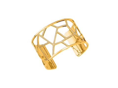 Armreif aus der Kollektion Les Georgettes Les Précieuses in Gold mit einem modernen, gitterartigen Design, Breite 40 mm, Hersteller Les Georgettes, Modellnummer 7030710, Stil Giraffe.