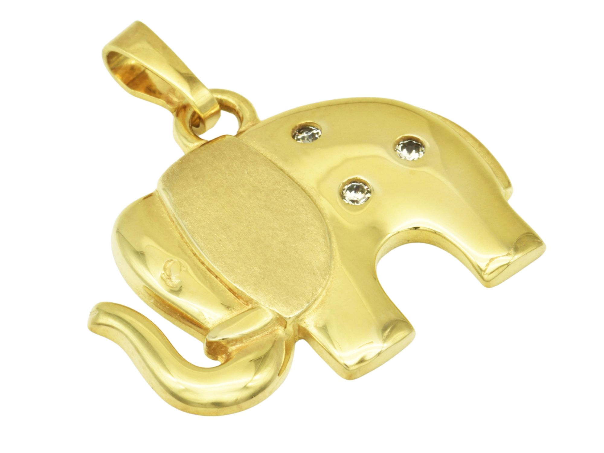Anhänger Elefant Zirkonia - Gelbgold poliert - Zirkonia Weiß
