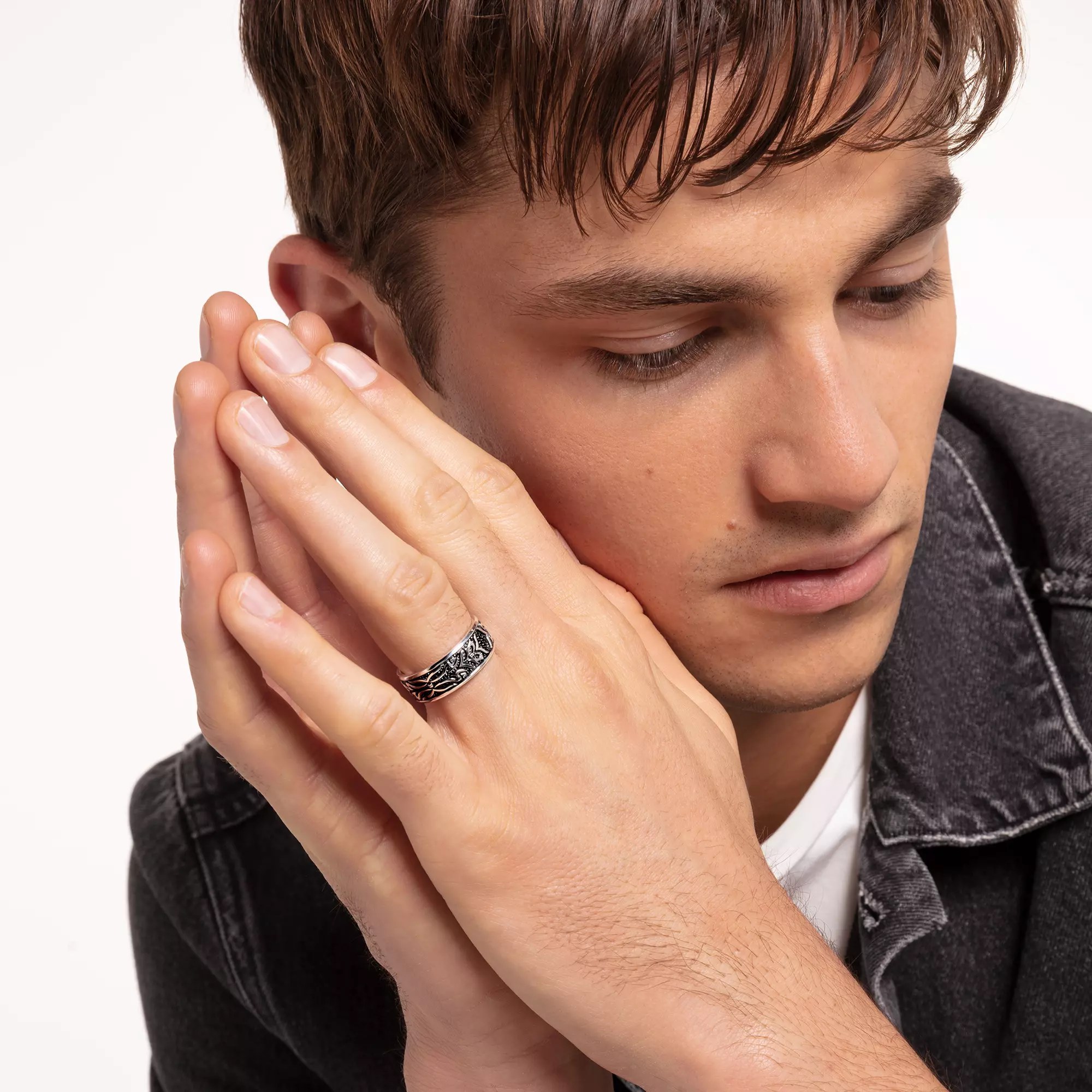 Thomas Sabo Ring Tiger Muster schwarz – Silber