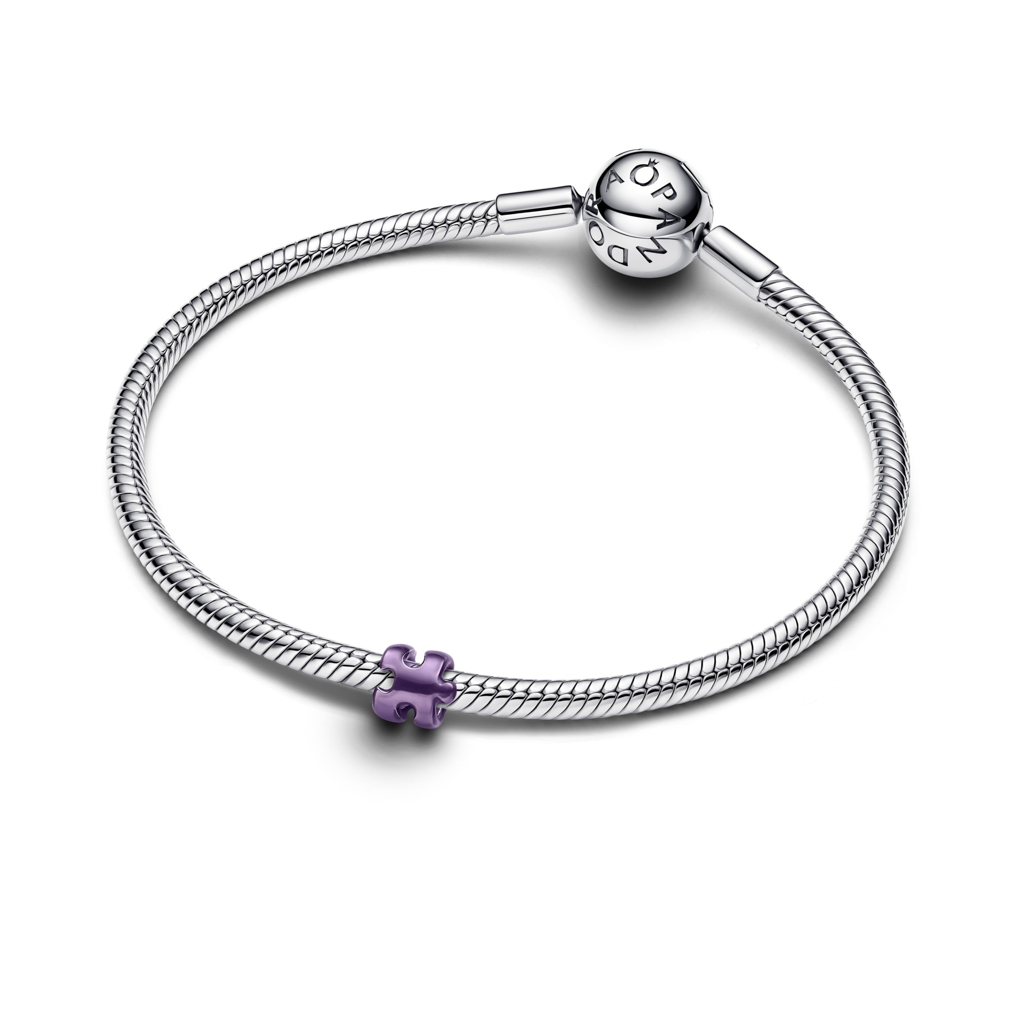 Pandora Violettes Puzzleteil Mini-Charm - Sterling Silber - Emaille Lila – Ansicht 3