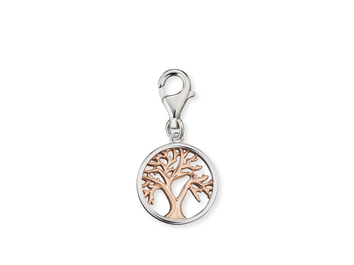 Engelsrufer ERC-LILTREE-BICOR LEBENSBAUM Charm Bicolor - Roségold Verg. auf Silber 12 mm Charm mit Lebensbaum-Motiv in Bicolor, Roségold vergoldet auf Silber, Durchmesser 12 mm, Anhänger mit Klippverschluss von Engelsrufer.