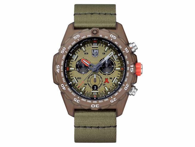 Luminox Uhr Bear Grylls Survival 3740 Eco Series XB.3757.ECO mit grünem Ziffernblatt, 45 mm Gehäuse, robustem Gehäuse und strapazierfähigem Armband in olivgrün. Ideal für Abenteuer.