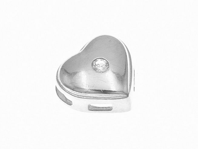 Silber Anhänger Herz aus 925 Sterling Silber mit Zirkonia, poliert und zierlich, Hersteller Juwelier Harnisch, Perlen und Steine.