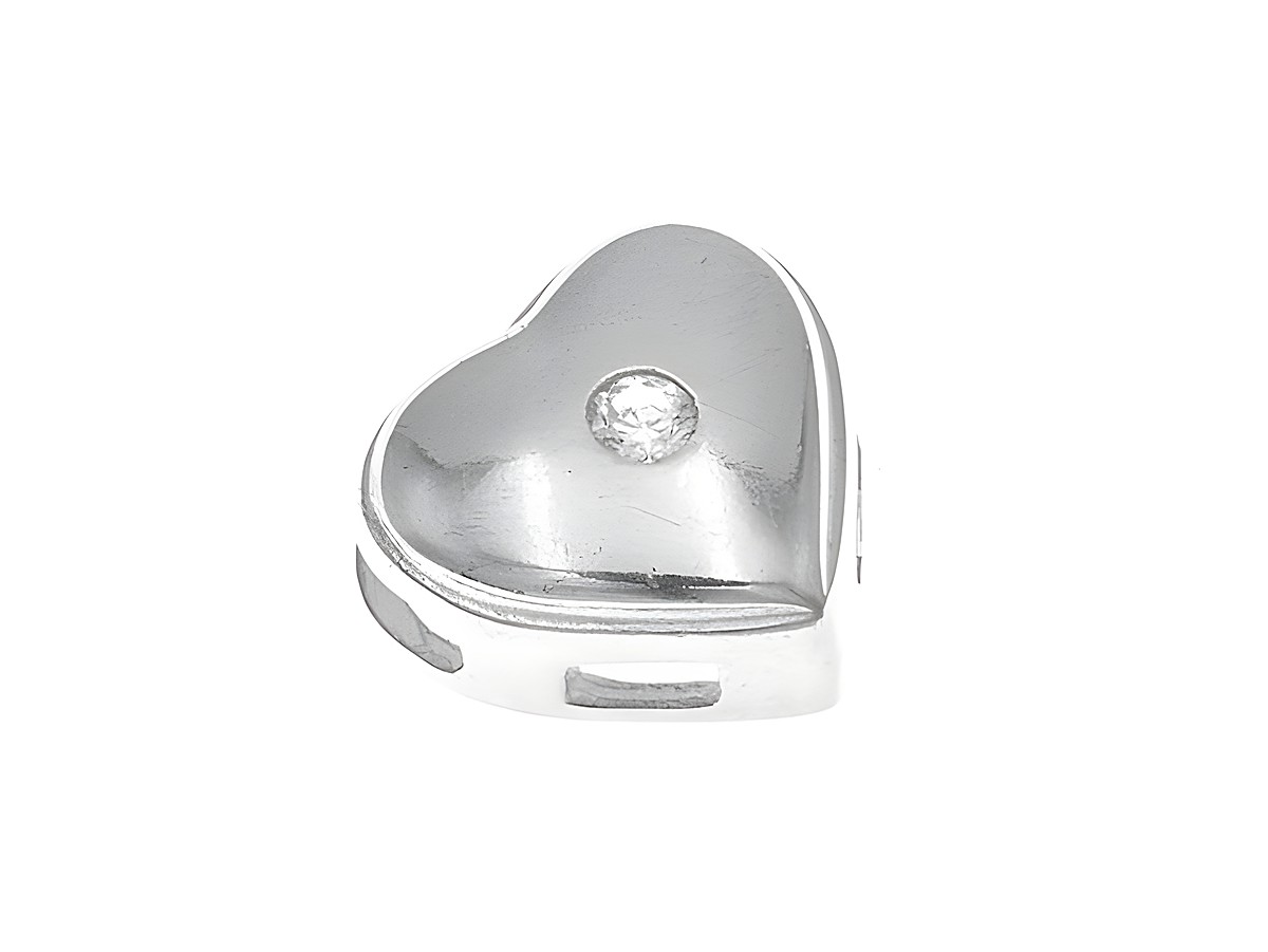 Silber Anhänger Herz aus 925 Sterling Silber mit Zirkonia, poliert und zierlich, Hersteller Juwelier Harnisch, Perlen und Steine.
