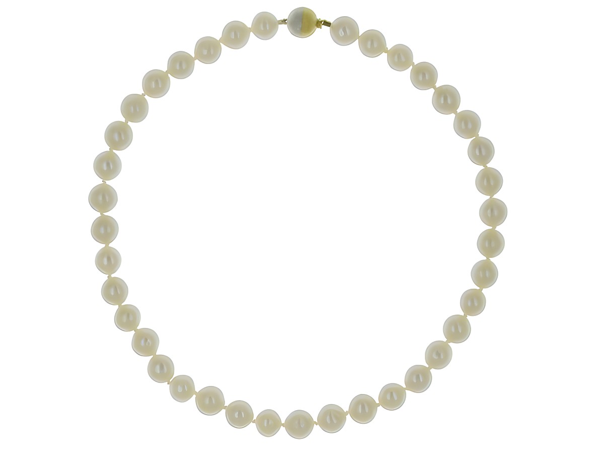 Perlenkette aus Süßwasser-Zuchtperlen in Weiß mit einer Größe von 10,5 bis 11 mm, Länge 44 cm, Bicolor 585, klassisches Design vom Hersteller Juwelier Harnisch. – Ansicht 3
