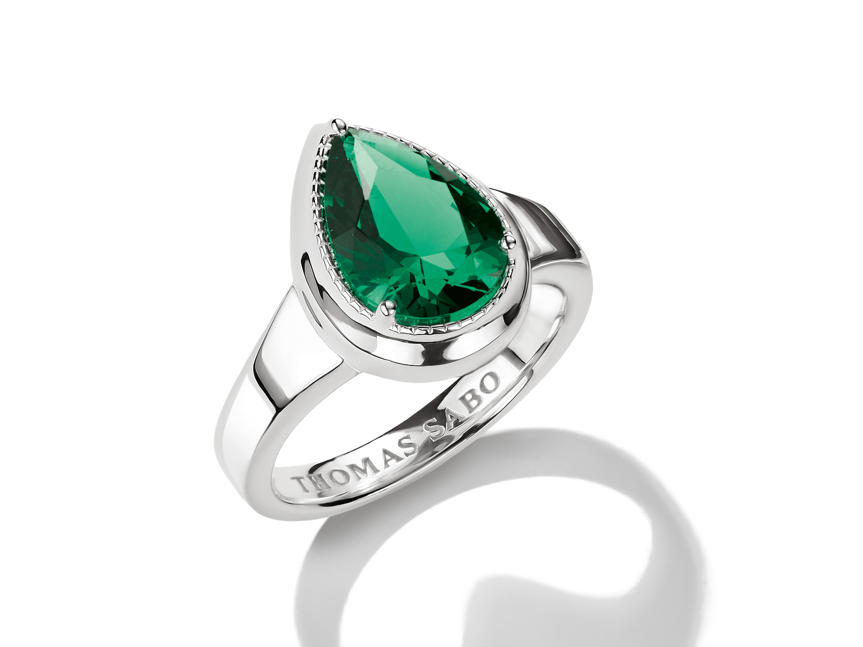 Thomas Sabo TR2522-699-6-52 ELYNDRA Ring - Silber & Keramik Stein - Grün - Gr. 52