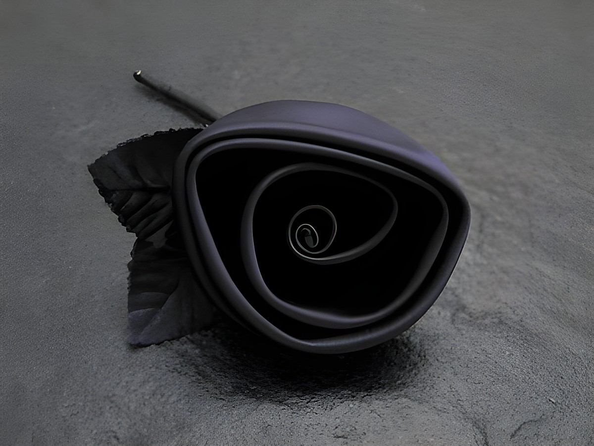 Zarter Haarschmuck in Form einer royalblauen Satin Rose mit Blättern, ideal für festliche Anlässe, Hersteller Juwelier Harnisch, auch als Brosche verwendbar.