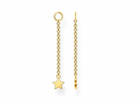 Silberner Ohrring Einhänger aus der Thomas Sabo Charming Collection EP005-413-39 mit einem gelbgoldenen Stern und filigranem Kettendesign in Gelb. Ideal für persönlichen Schmuck.
