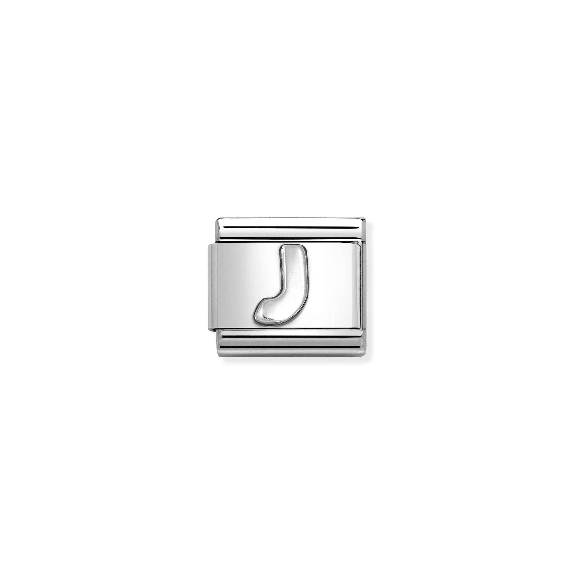 Nomination Composable Classic Charm Buchstabe J - Edelstahl, Sterling Silber oxidiert