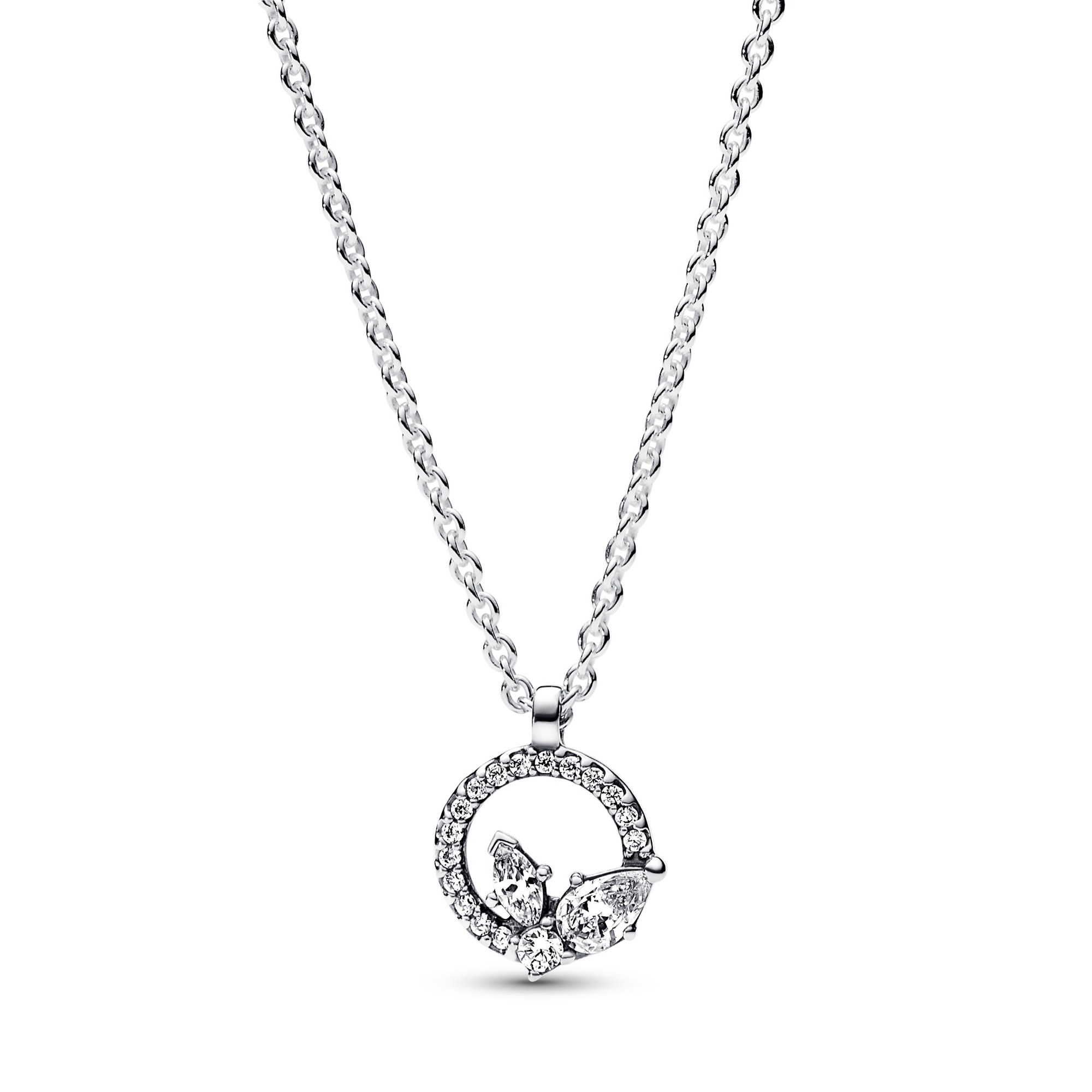 Pandora Funkelnde Herbarium Kreis & Cluster Anhänger Halskette - 45 cm - Sterling Silber