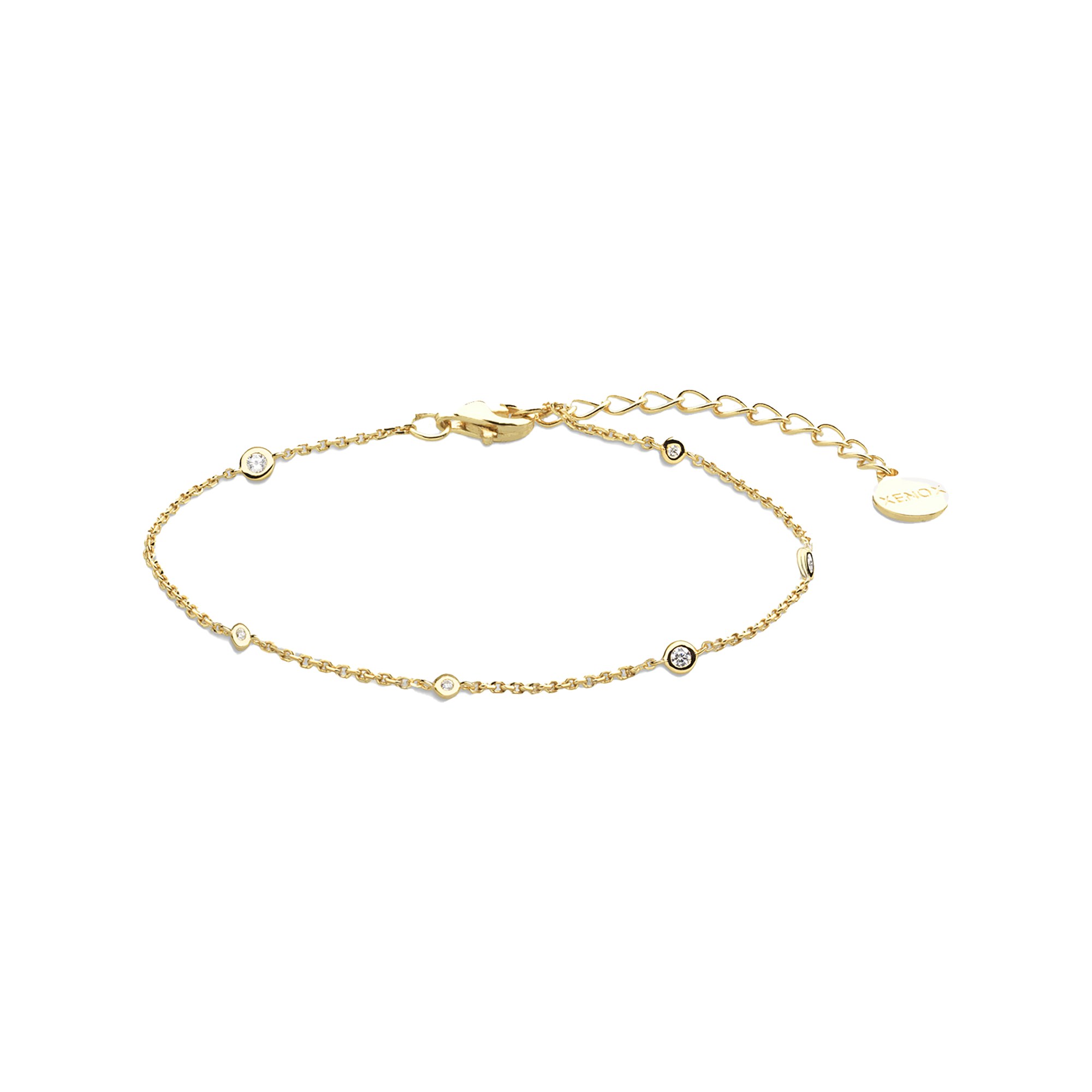 XENOX Sterling Silber Armband XS3831G - 15-18,5 cm - ZARGE GOLD - Gelbgold vergoldet Karreekette – Ansicht 2
