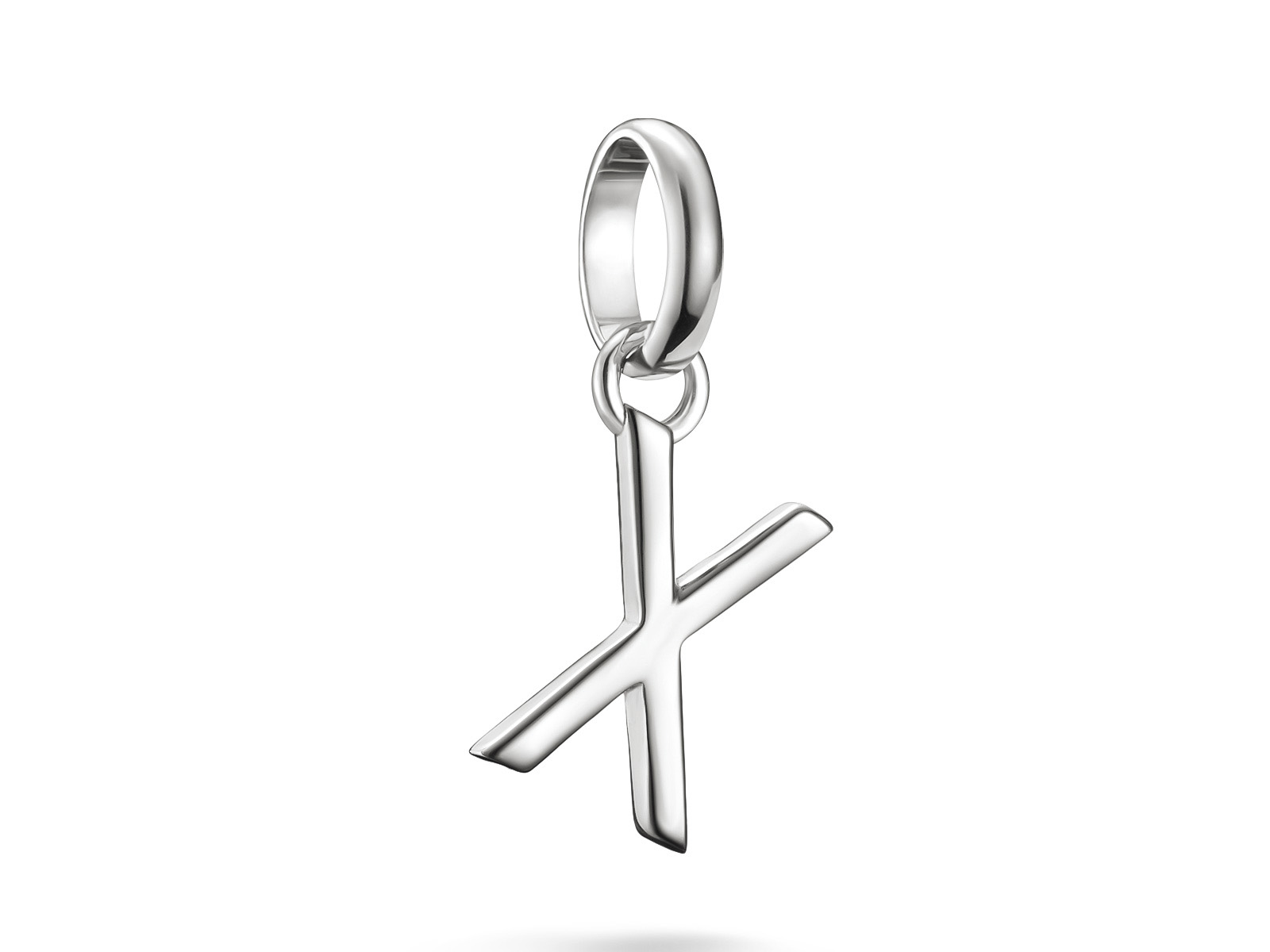 Silberner Charm in Form des Buchstabens X mit Öse, aus der Kollektion von Thomas Sabo Charm Club CONNECT, ideal für individuelle Schmuckgestaltungen.