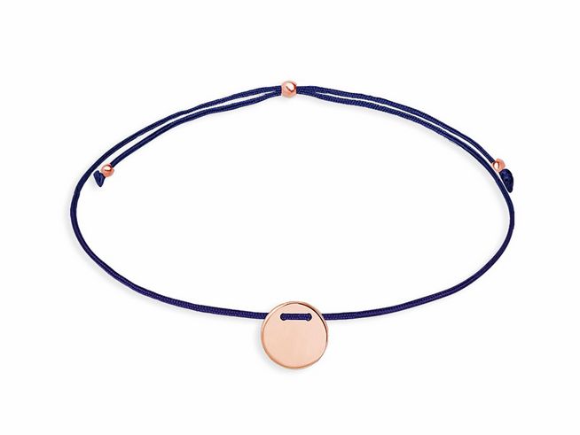 Xenox Sterling Silber Armband XS1672R mit CRAZY DAISY Design in Roségold Vergoldung und gravierbarer Platte, umgeben von einem blauen Band, ideal für individuelles Styling.