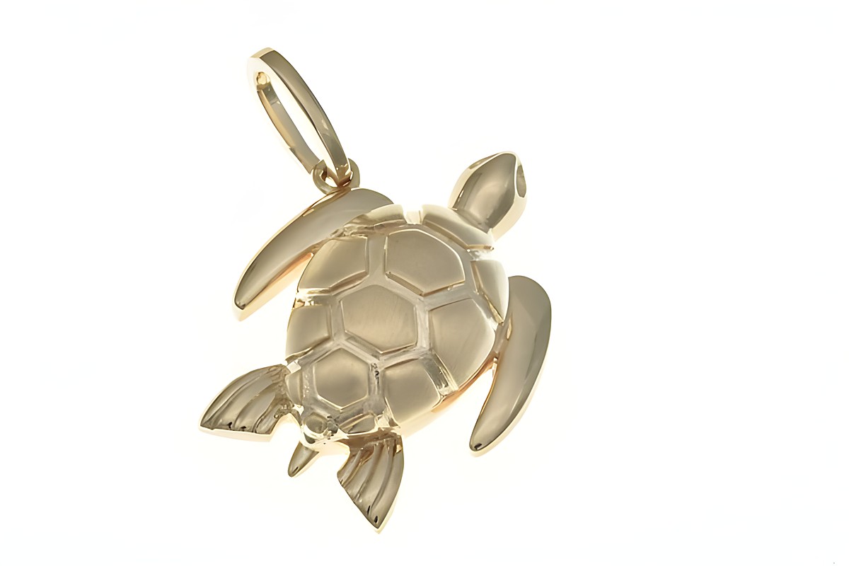 Schildkröte Anhänger aus Sterling Silber in Roségold, detailreiche Darstellung der Schildkröte mit hexagonalem Panzer, perfekt für Tierliebhaber, hergestellt von Juwelier Harnisch.