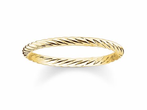 Silber vergoldeter Ring von Thomas Sabo in Größe 48 mit einem eleganten, gedrehten Design aus Gelbgold, perfekt für stilvolle Akzente.