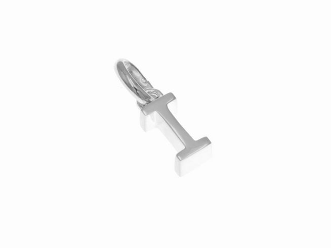 Anhänger aus poliertem Sterling Silber in Form des Buchstabens I, hergestellt von Juwelier Harnisch, ideal als individuelles Schmuckstück.