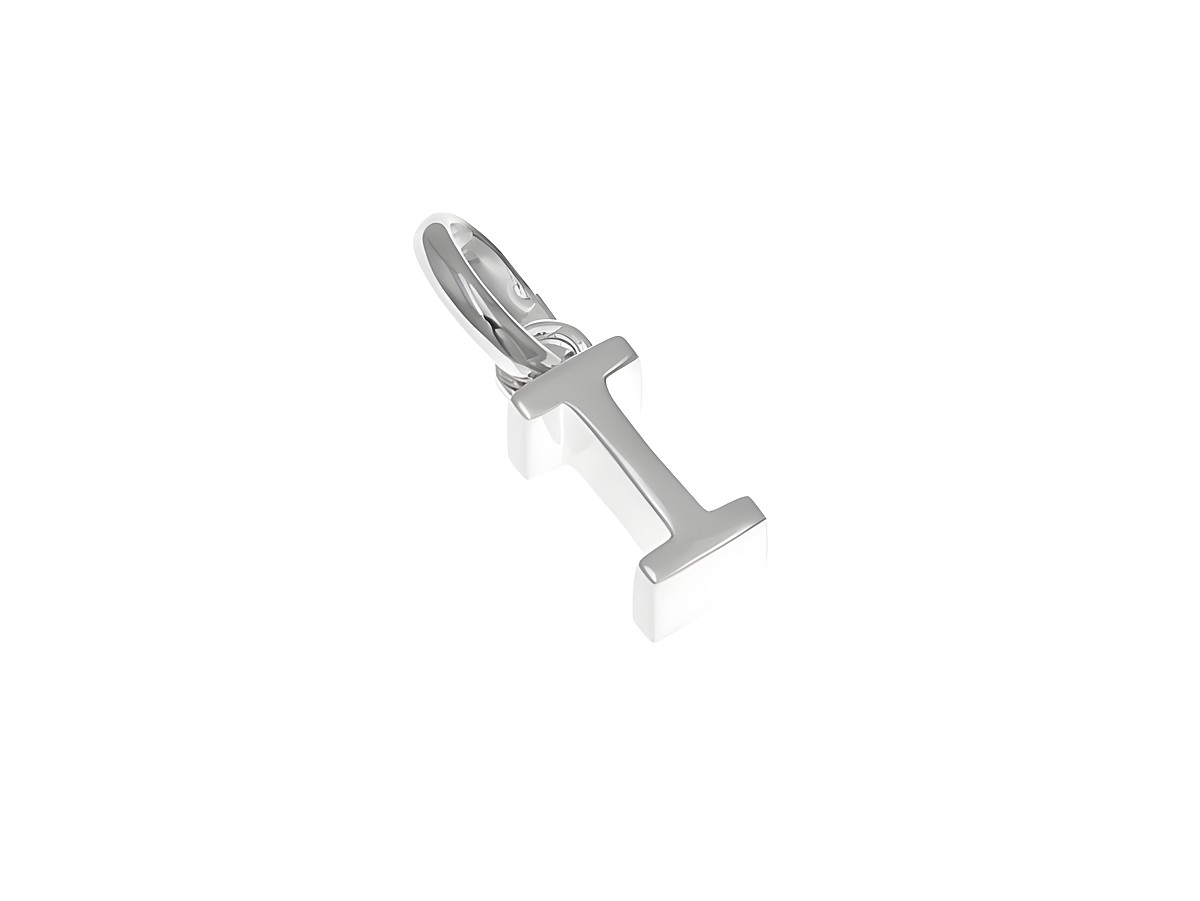 Anhänger aus poliertem Sterling Silber in Form des Buchstabens I, hergestellt von Juwelier Harnisch, ideal als individuelles Schmuckstück.