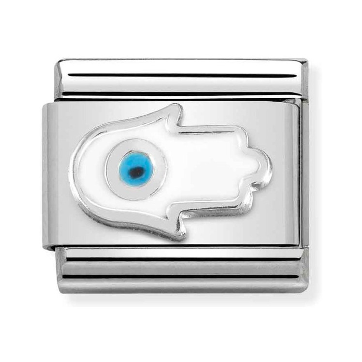 Nomination ComposableCharmLink Hand der Fatima in Silber und Emaille – Edelstahl