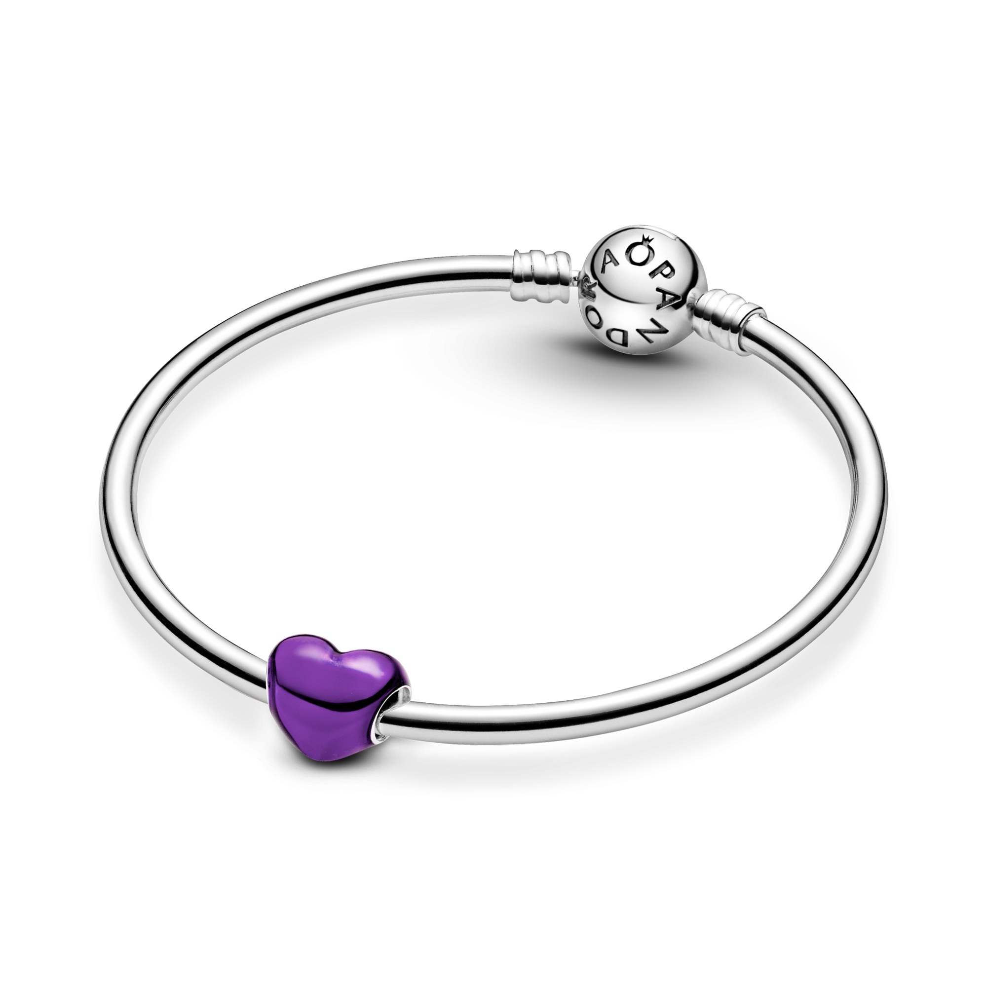 Pandora Metallic Herz Charm LILA - Silber & Emaille – Ansicht 2