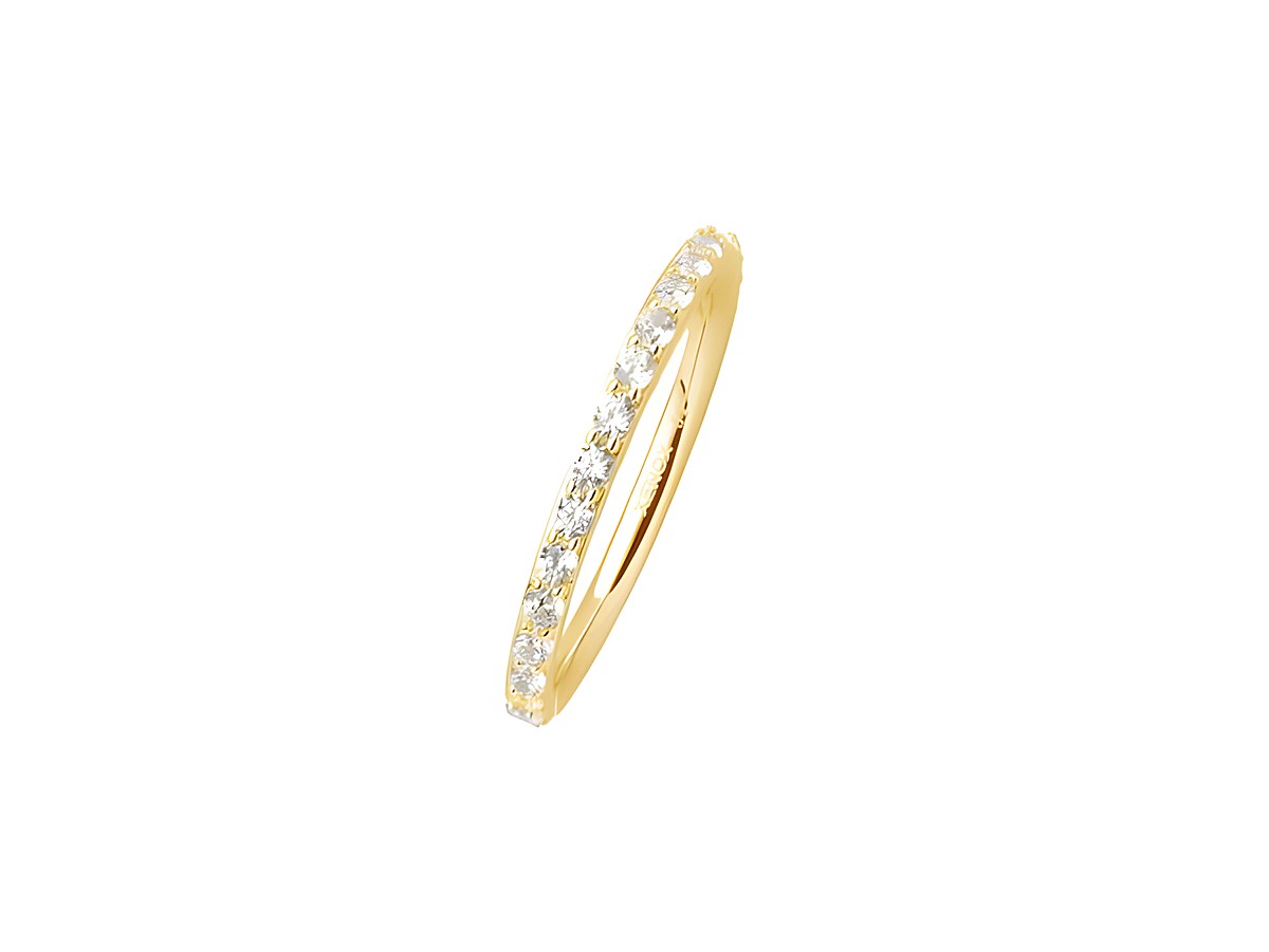 Eleganter Xenox Sterling Silber Ring in Größe 54, kombiniert mit krappem Gold in Gelbgold-Optik, besetzt mit funkelnden Zirkonia-Steinen, ideal als Schmuckstück für besondere Anlässe.