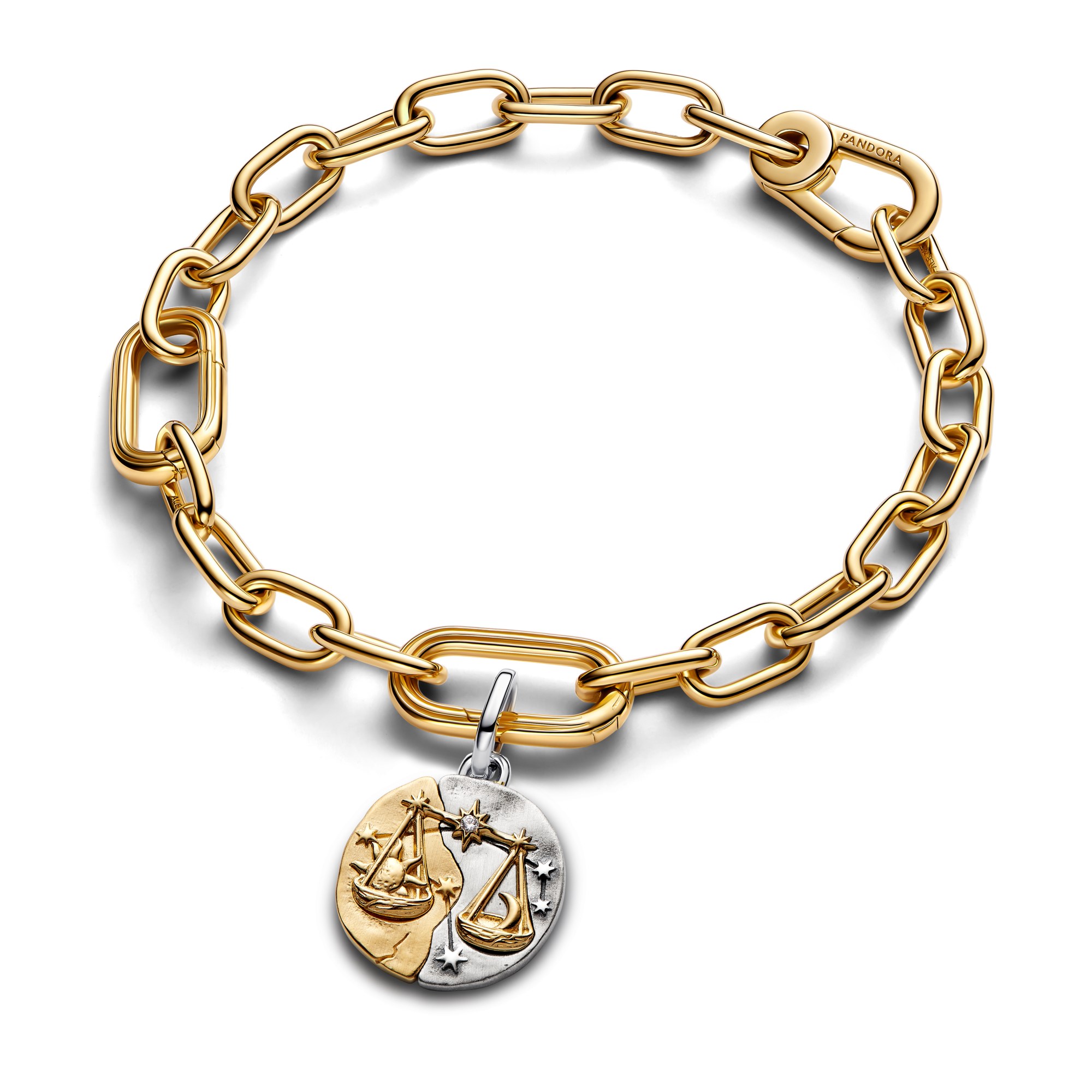 Pandora ME - Sternzeichen Waage - Charm - Sterling Silber & Gelbgold Vergoldung - 16 mm – Ansicht 3