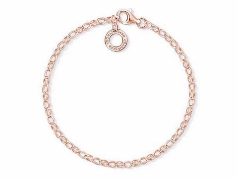 Roségoldenes Armband von Thomas Sabo aus der Charm Club Kollektion, ca. 18,5 cm lang. Zarte Kette mit Karabinerverschluss und Charm-Anhänger für individuelle Gestaltung.