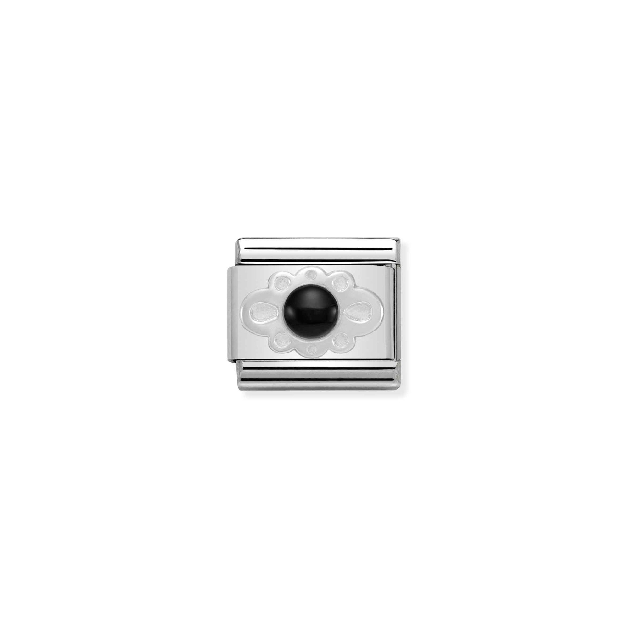 Nomination Composable Classic Charm Schleife Achat schwarz - Edelstahl, Sterling Silber