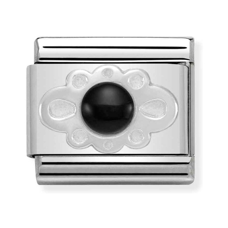 Nomination Composable Classic Charm Schleife Achat schwarz - Edelstahl, Sterling Silber