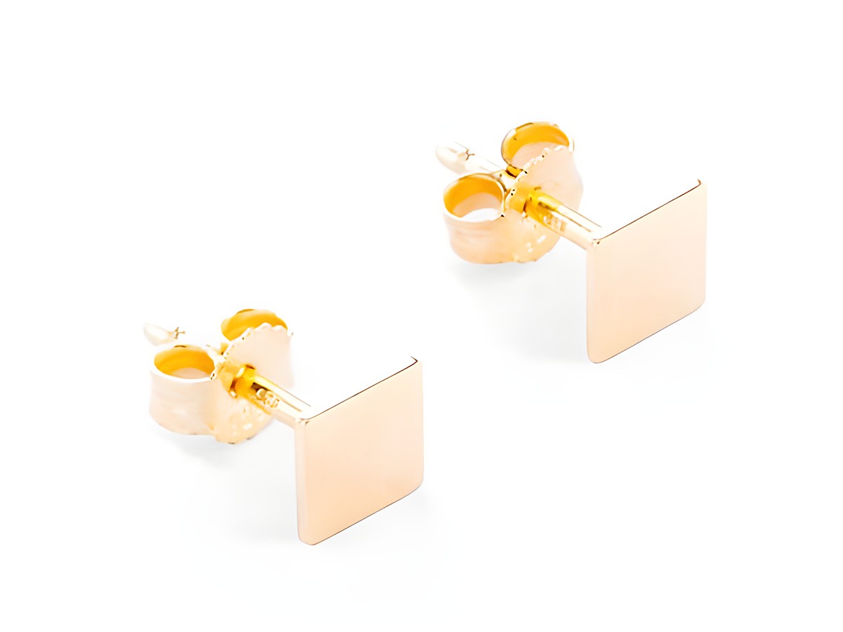 Vierkant Ohrstecker modern Silber vergoldet von Juwelier Harnisch ohne Stein. Elegantes Design, ideal für jeden Anlass. Hochwertige Verarbeitung und zeitloser Stil.