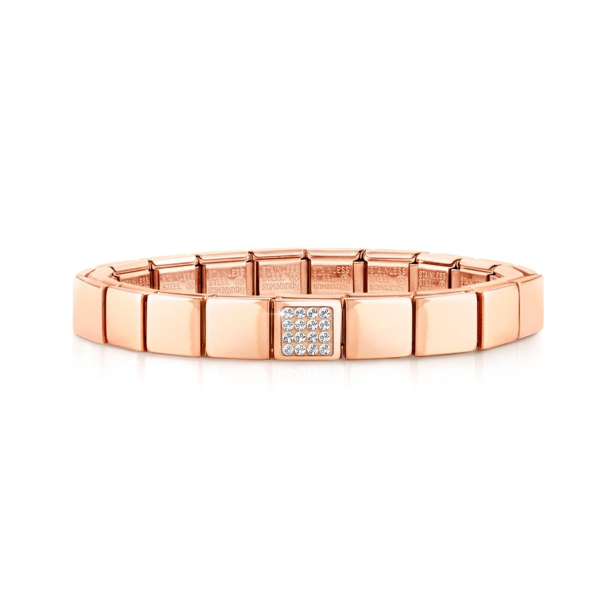Nomination Classic GLAM Armband Edelstahl Roségold - Crystals WEISS