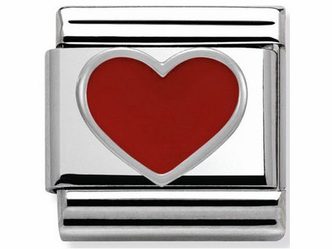 Nomination 330202 17 Classic Rotes Herz mit glänzender Oberfläche und rotem Herzmotiv, ideal für individuell gestaltbare Armbänder.