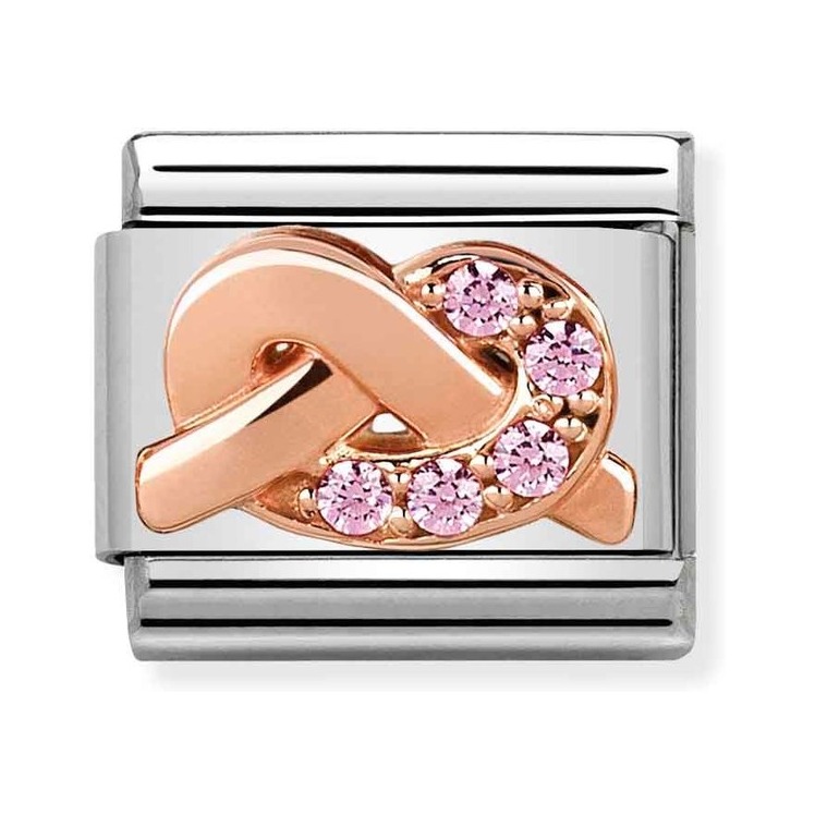 Nomination Composable Classic Charm Knoten Rosa - Edelstahl, Gold 375 Roségold, Zirkonia