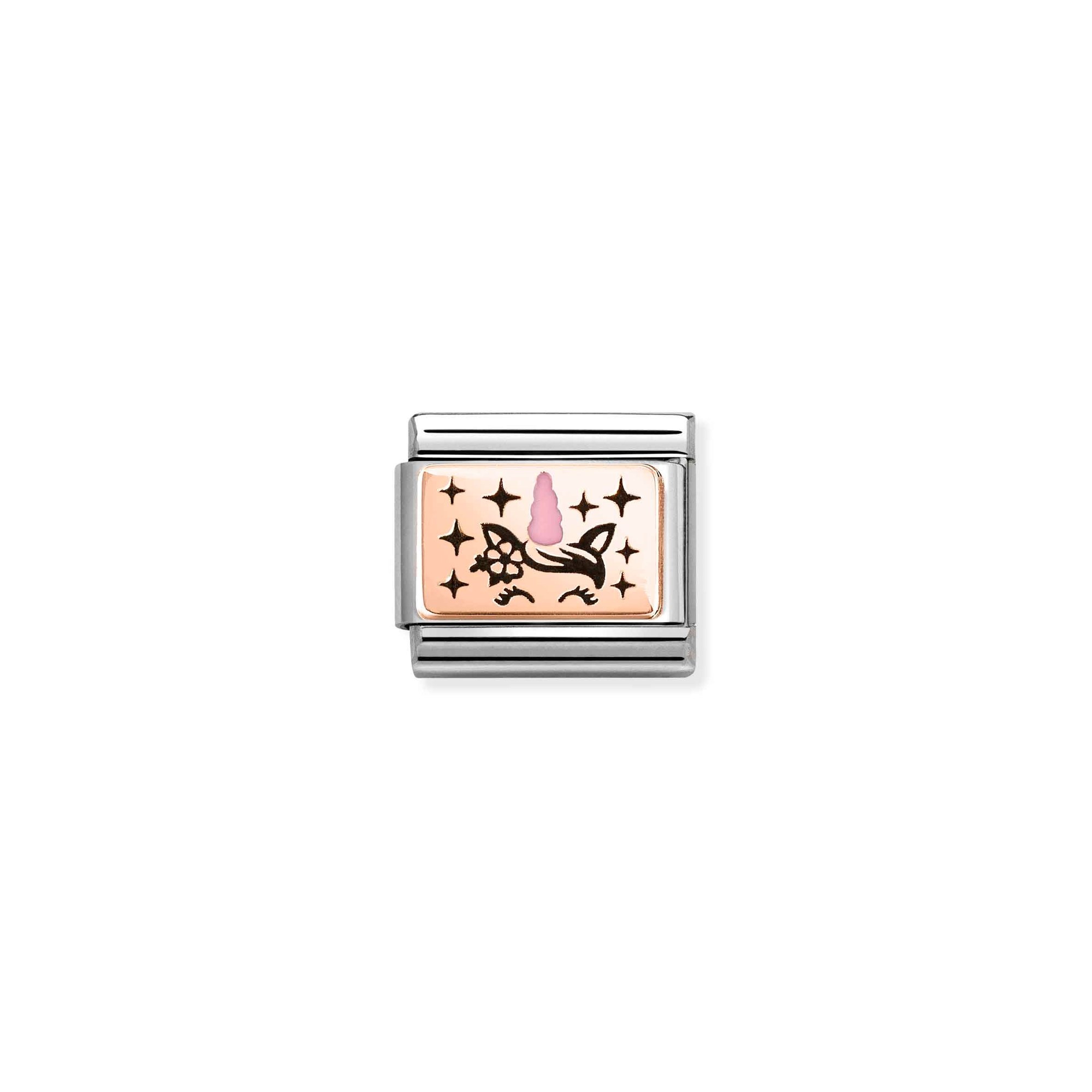 Nomination CLASSIC Element - Plättchen aus Roségold - Emaille - Einhorn - Rosa – Ansicht 2