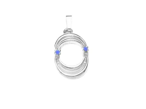 Saphir Saphir Weißgold Gold Anhänger mit zwei blauen Saphiren und geschwungener Form, Hersteller Juwelier Harnisch, elegantes Design in Weißgold.