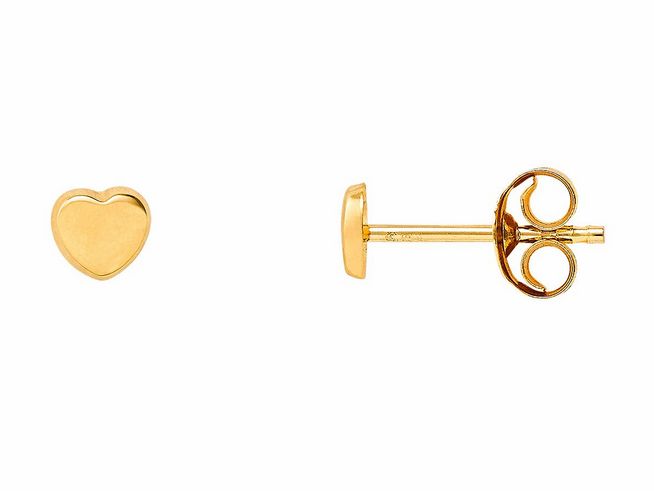Gelbgold 585 Ohrstecker in Herzform, poliert, von Xenox, Echt Gold Ohrschmuck, elegant und zeitlos. Ideal für verschiedene Anlässe und ein schönes Geschenk.