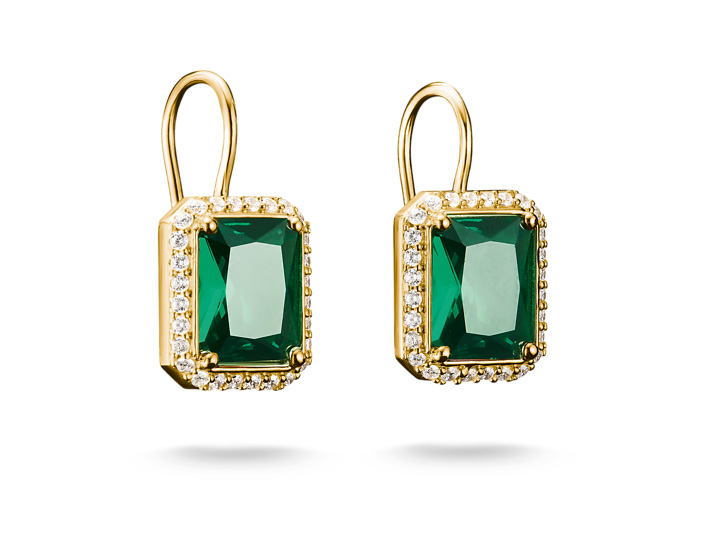 Thomas Sabo H2338-971-6 ELYNDRA Ohrringe - 750/- Gold auf Silber & Glas-Keramik Stein & Zirkonia - Grün